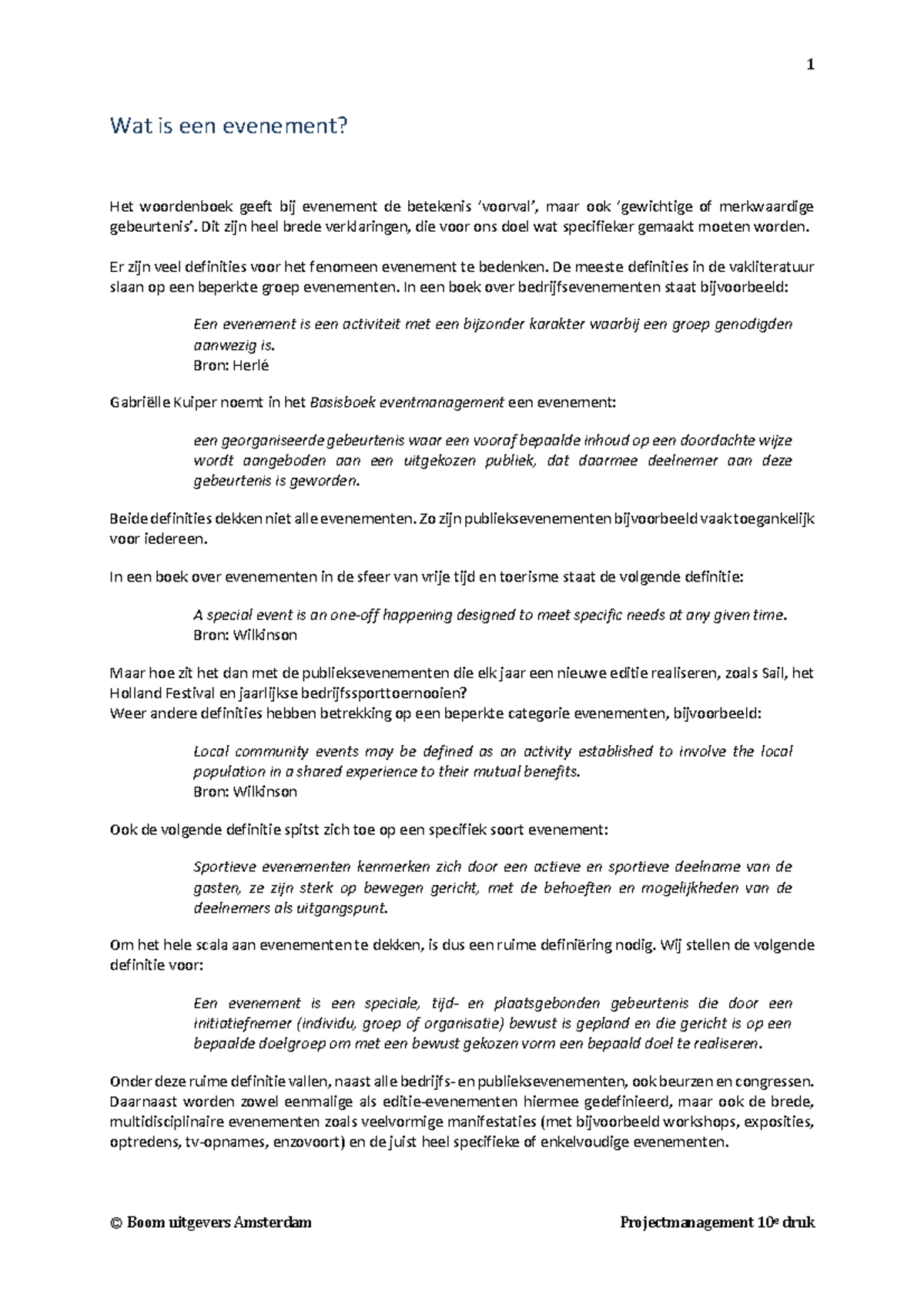 evenement bedenken